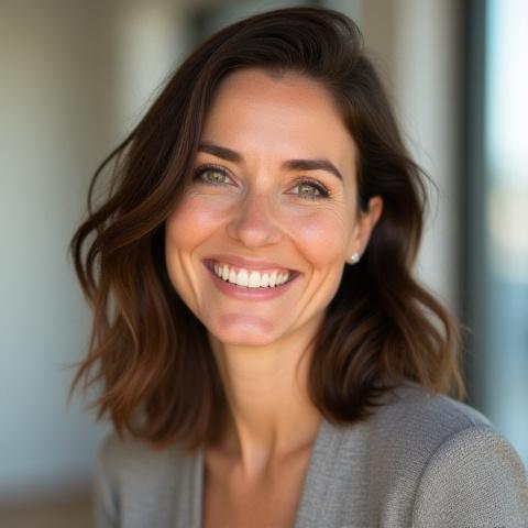 Jessica R., 39, from Phoenix, smiling naturally.